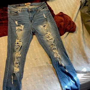 These are ripped jeans really comfortable and perfect for a Friday night